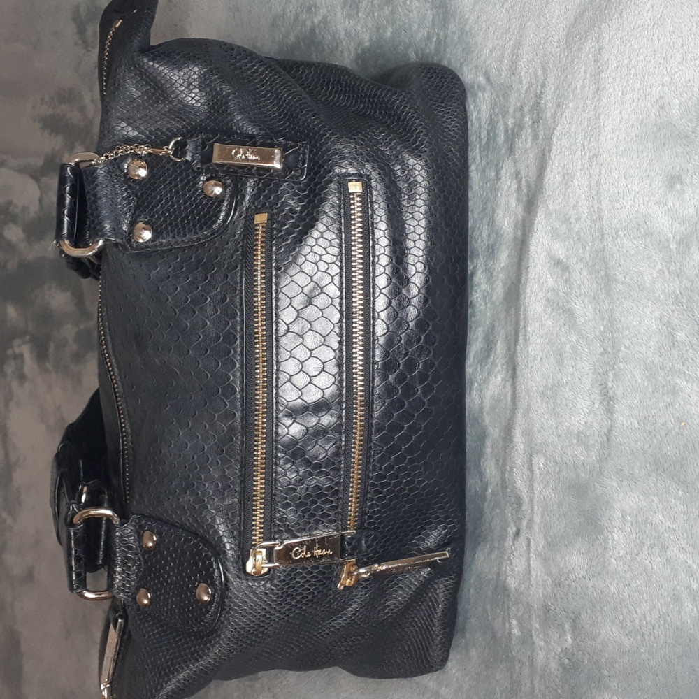Cole Haan~Vintage Black Textured Leather Shoulder Bag